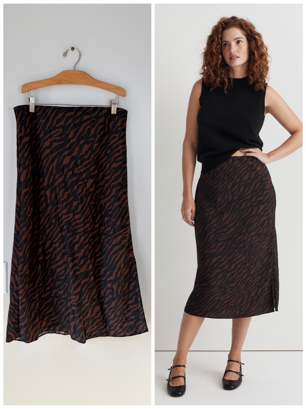 Madewell The Layton Abstract Animal Print Midi Slip Skirt Elegant Chic NO558